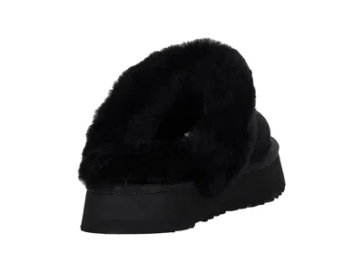 Ugg Disquette Shearling-trimmed Suede Slippers In Black