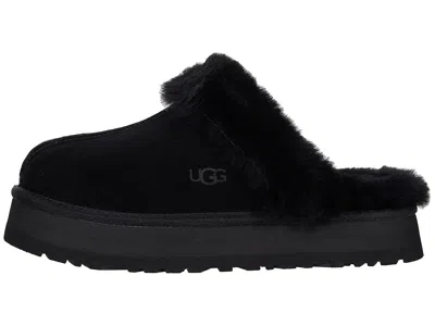 Ugg Disquette Shearling-trimmed Suede Slippers In Black