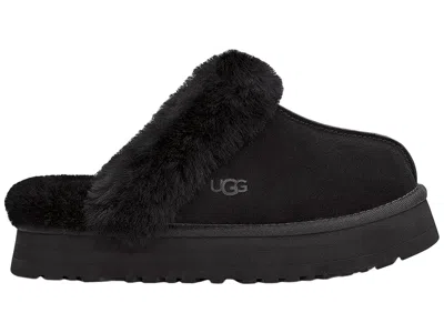 Ugg Disquette Shearling-trimmed Suede Slippers In Black