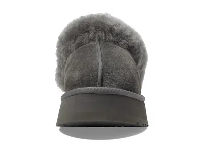 Ugg Disquette Shearling Platform Slippers In Gray