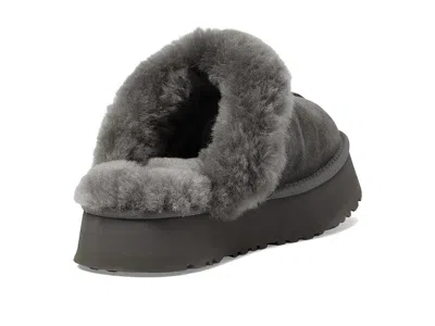Ugg Disquette Shearling Platform Slippers In Gray