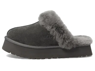 Ugg Disquette Shearling Platform Slippers In Gray