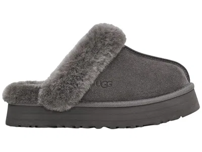 Ugg Disquette Shearling Platform Slippers In Gray