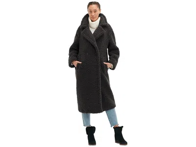 Ugg Teddy-texture Double-breasted Coat In Black