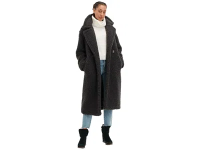 Ugg Teddy-texture Double-breasted Coat In Black