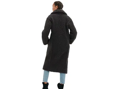 Ugg Teddy-texture Double-breasted Coat In Black