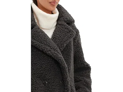 Ugg Teddy-texture Double-breasted Coat In Black