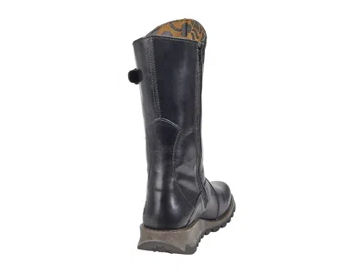 Fly London Womens Black Mes 2 Wedge Heel Buckle Mid-calf Leather Zip Platform Boots