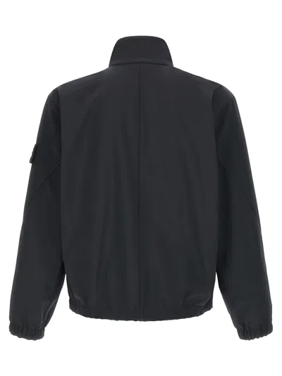 Stone Island Stretch Polyester Jacket Elastic Cuffs High Collar In Black