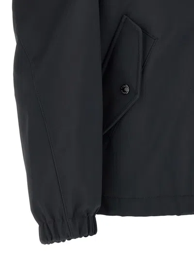 Stone Island Stretch Polyester Jacket Elastic Cuffs High Collar In Black
