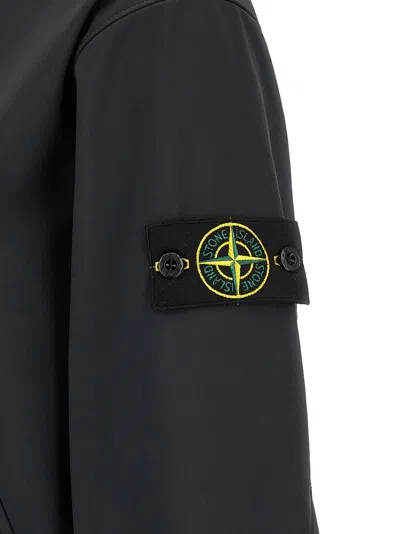 Stone Island Stretch Polyester Jacket Elastic Cuffs High Collar In Black