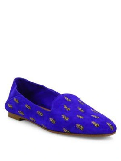 Shop Aquazzura Ananas Summer Suede Loafers In Black