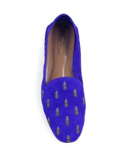 Shop Aquazzura Ananas Summer Suede Loafers In Black