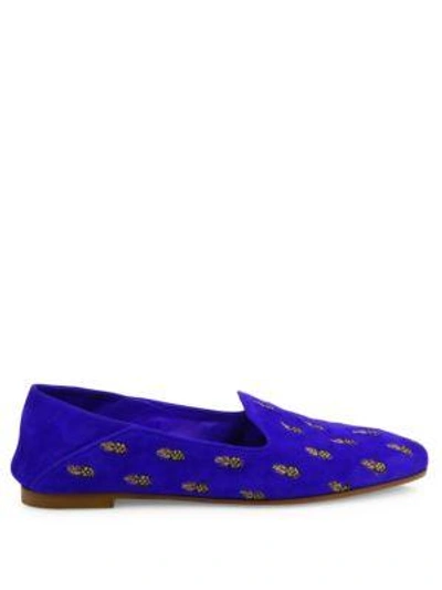 Shop Aquazzura Ananas Summer Suede Loafers In Black