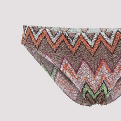 Missoni One Shoulder Bikini High Cut Textured In Multi