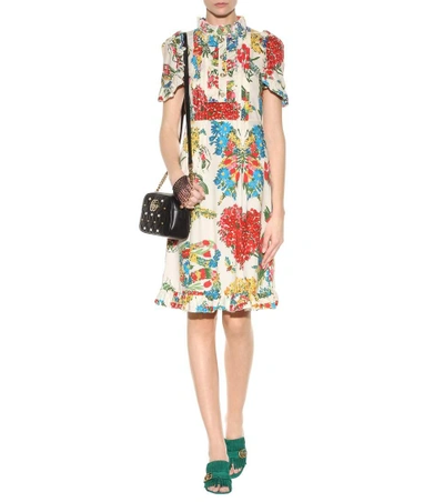 Shop Gucci Printed Cotton Dress In Multicoloured