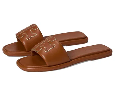 Tory Burch Double T Sport Slide Sandals In Brown