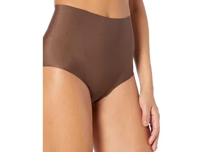 Commando Cotton Blend High Rise Bikini In Brown