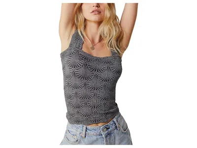 Free People Love Letter Floral Knit Camisole In Gray
