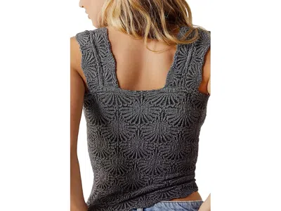 Free People Love Letter Floral Knit Camisole In Gray