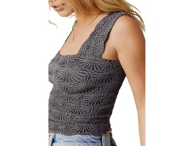 Free People Love Letter Floral Knit Camisole In Gray
