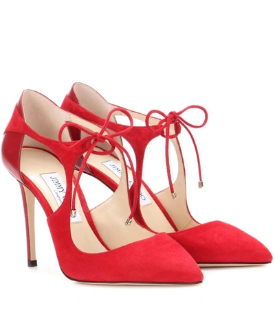Shop Jimmy Choo Vanessa 100 Suede Pumps In Red Red