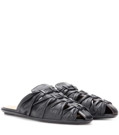 Shop The Row Capri Leather Slippers In Black