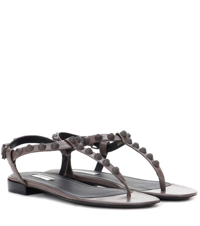 Balenciaga Giant Studded Leather Sandals In Gris Asphalte