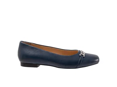 Trotters Wide Width Harmony Flat In Blue