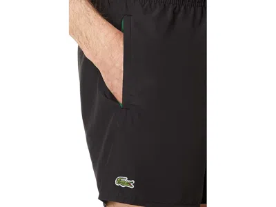 Lacoste Solid Elastic Waist Swim Trunks In Multi