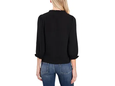 Cece Ruffled Button-front Top In Blue