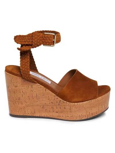 Jimmy Choo Goat Leather Slide Sandals With Soft Lamb Leather Lining In Brown