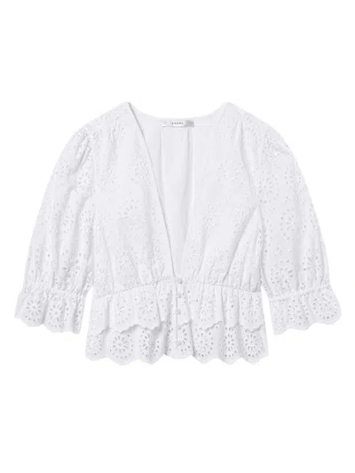 Frame The Solstice Plunging Neck Top In White
