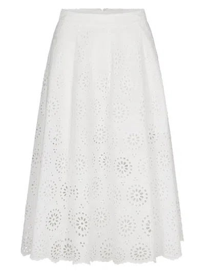 Frame The Solstice Eyelet Midi Skirt In White
