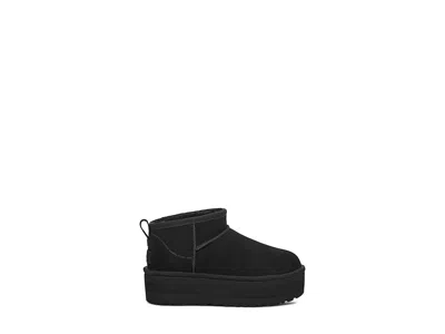 Ugg Classic Mini Platform Black Ankle Boots With Platform In Suede Woman In Black