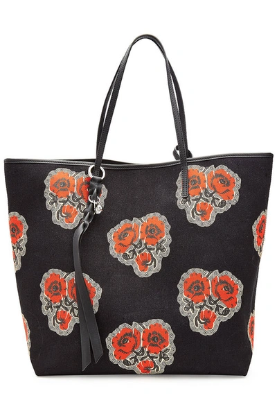Alexander Mcqueen Canvas Tote Bag With Leather Details In Multicolored