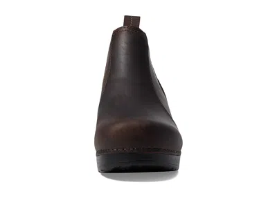 Dansko Ankle Boot With Side Elastics In Black Oiled Leather In Multi