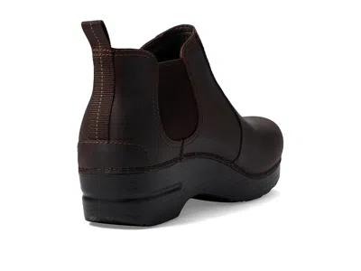 Dansko Ankle Boot With Side Elastics In Black Oiled Leather In Multi
