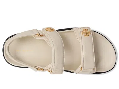Tory Burch Chic Low-heel Sandals With Logo Embellishment In White