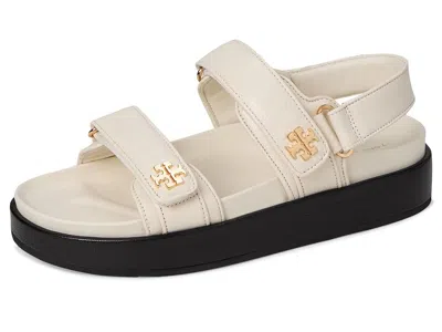 Tory Burch Chic Low-heel Sandals With Logo Embellishment In White