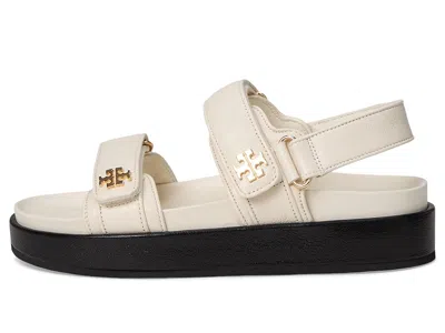 Tory Burch Chic Low-heel Sandals With Logo Embellishment In White