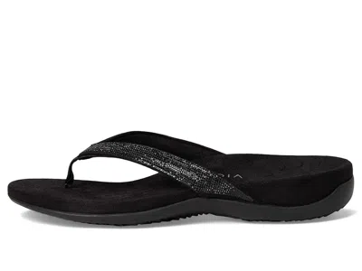 Vionic Dillon Shine Toe Post Sandal In Black