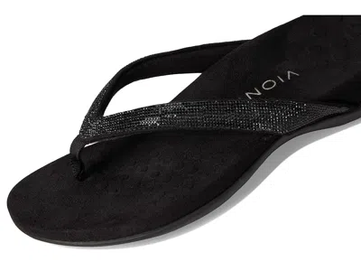 Vionic Dillon Shine Toe Post Sandal In Black