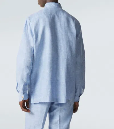 Rubinacci Linen Field Jacket In Blue