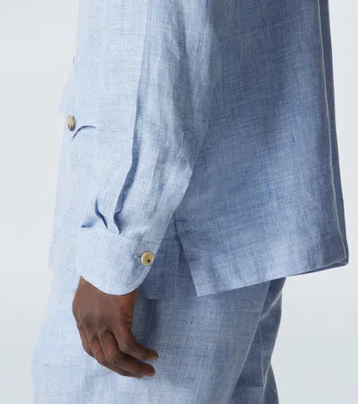 Rubinacci Linen Field Jacket In Blue