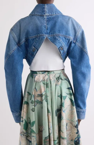 Givenchy Crop Open Back Denim Jacket In Blue