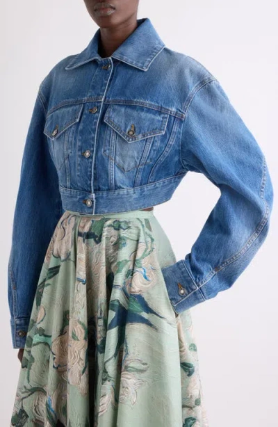 Givenchy Crop Open Back Denim Jacket In Blue