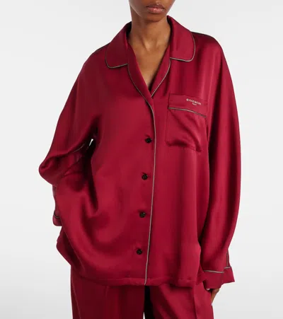 Givenchy Silk Satin Shirt In Red