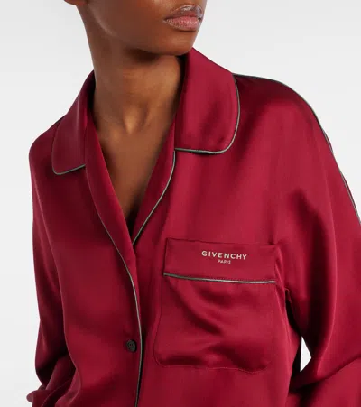 Givenchy Silk Satin Shirt In Red