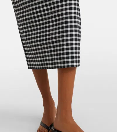 Posse Chiara Checked Cotton-blend Halterneck Midi Dress In Blue